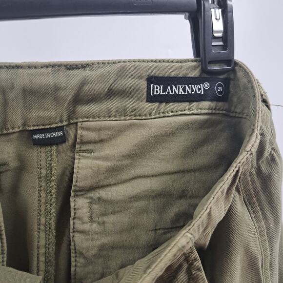 Blank NYC Cargo Pants 29 Twill Zip Pocket Jogger Lost In Translation Olive Green - Picture 6 of 11